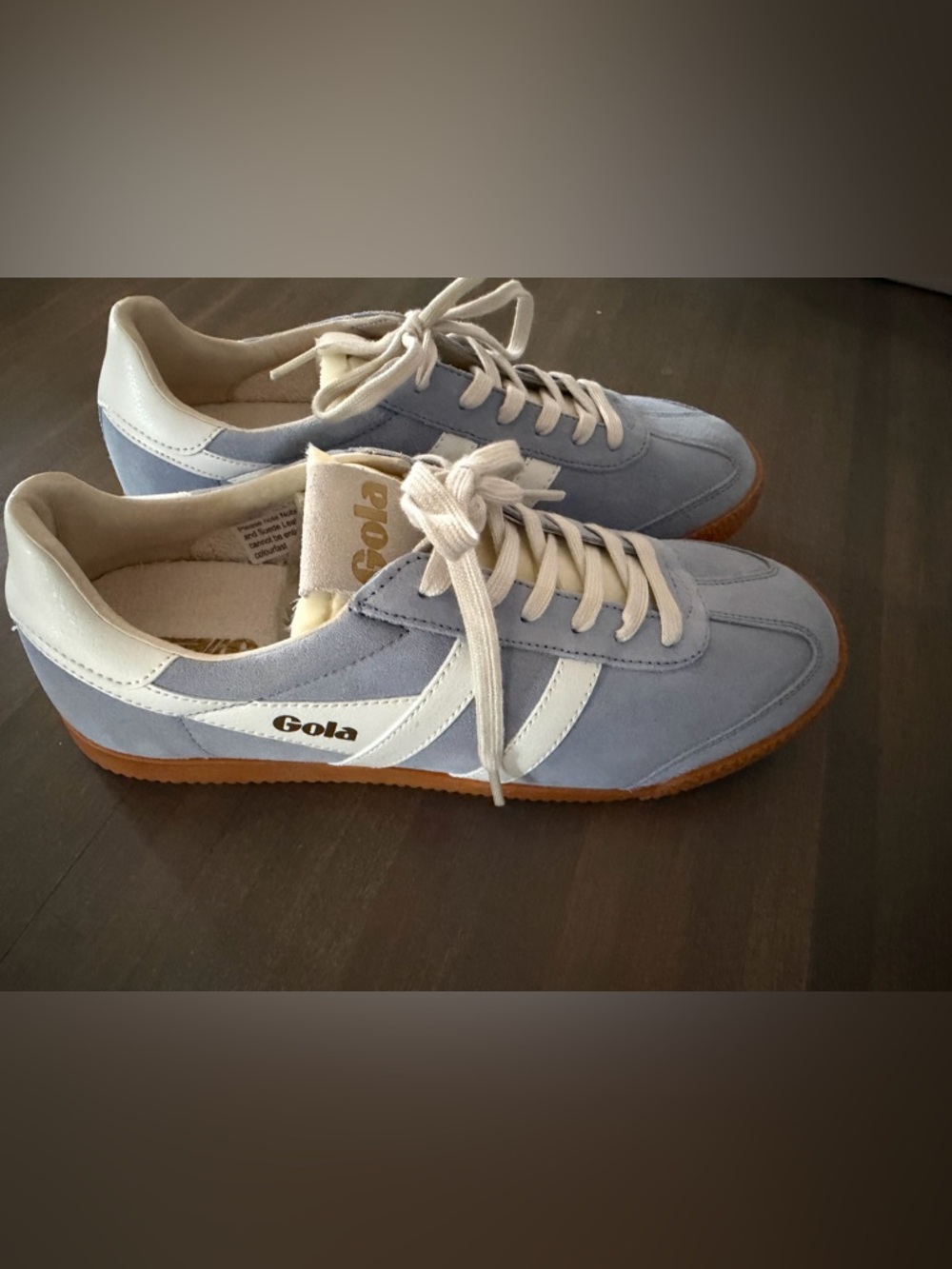 Gola Suede Track Sneakers in Pale Blue & White